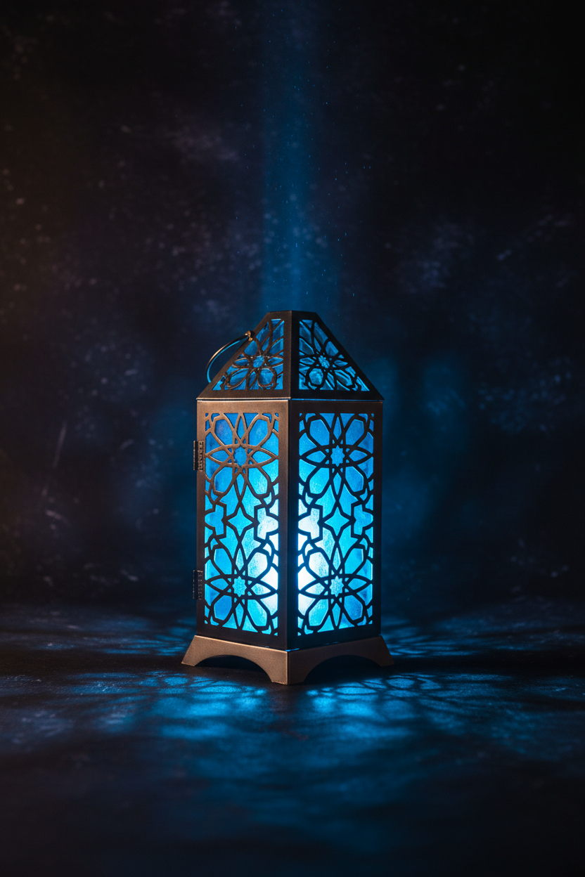 Laser Cut Blue Glow Lantern